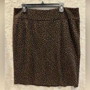 Lane Bryant brown and black leopard print knee length skirt